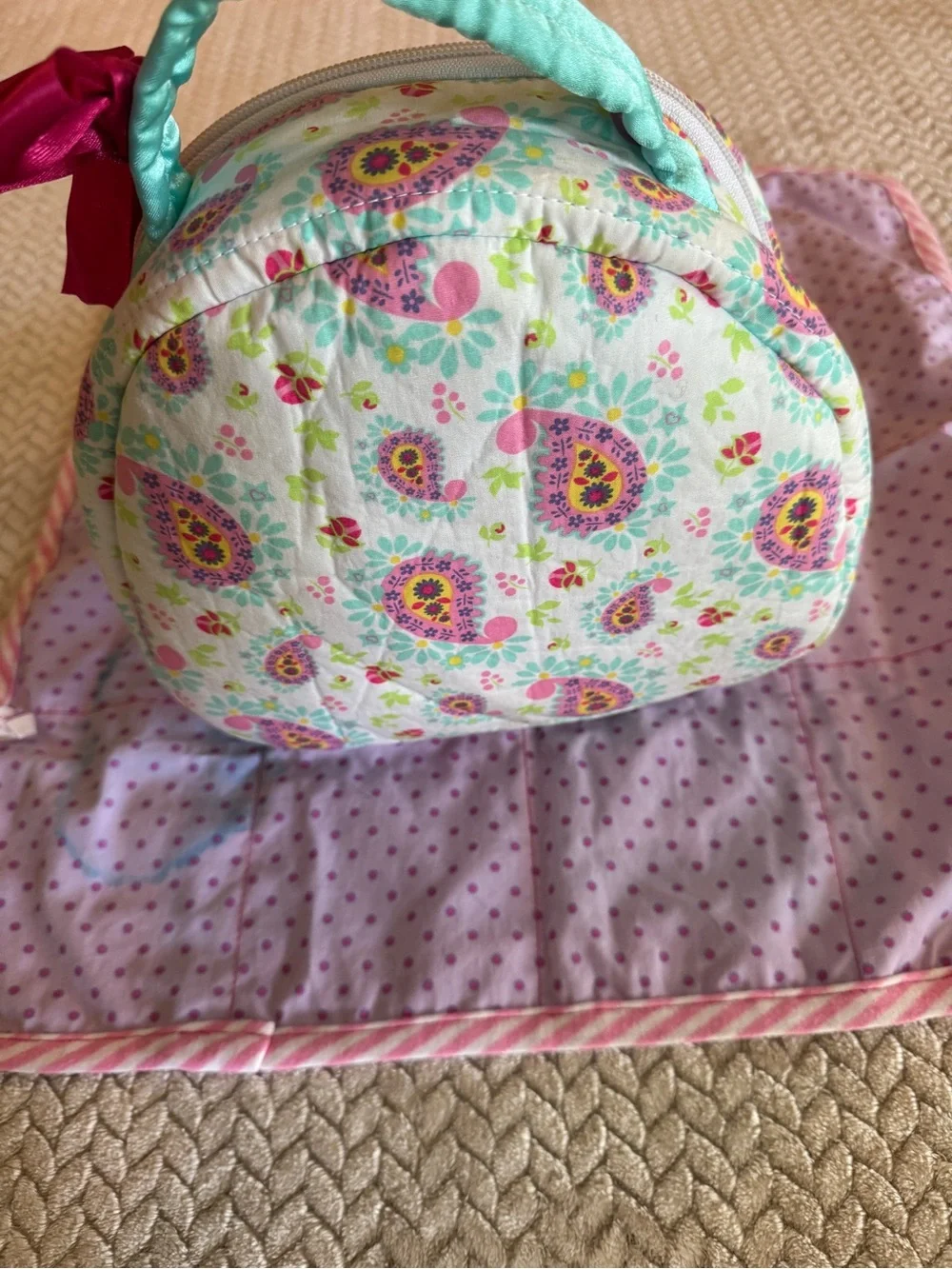 American Girl Bitty Baby Paisley Starter Set Diaper Bag and Blanket